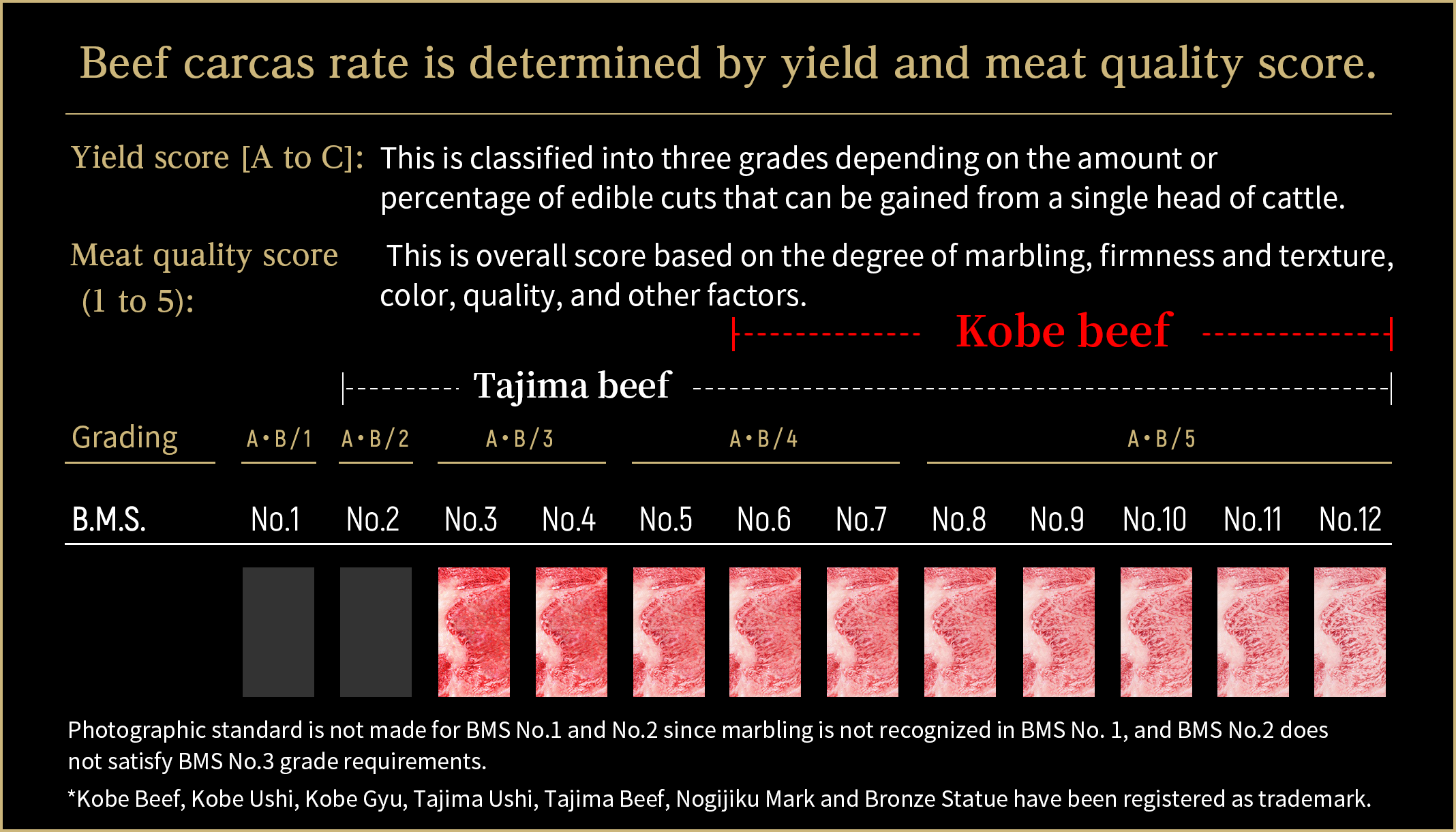Beef carcas rate is determined by yield and meat
quality score.